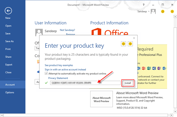 mac activation key for microsoft office 2013